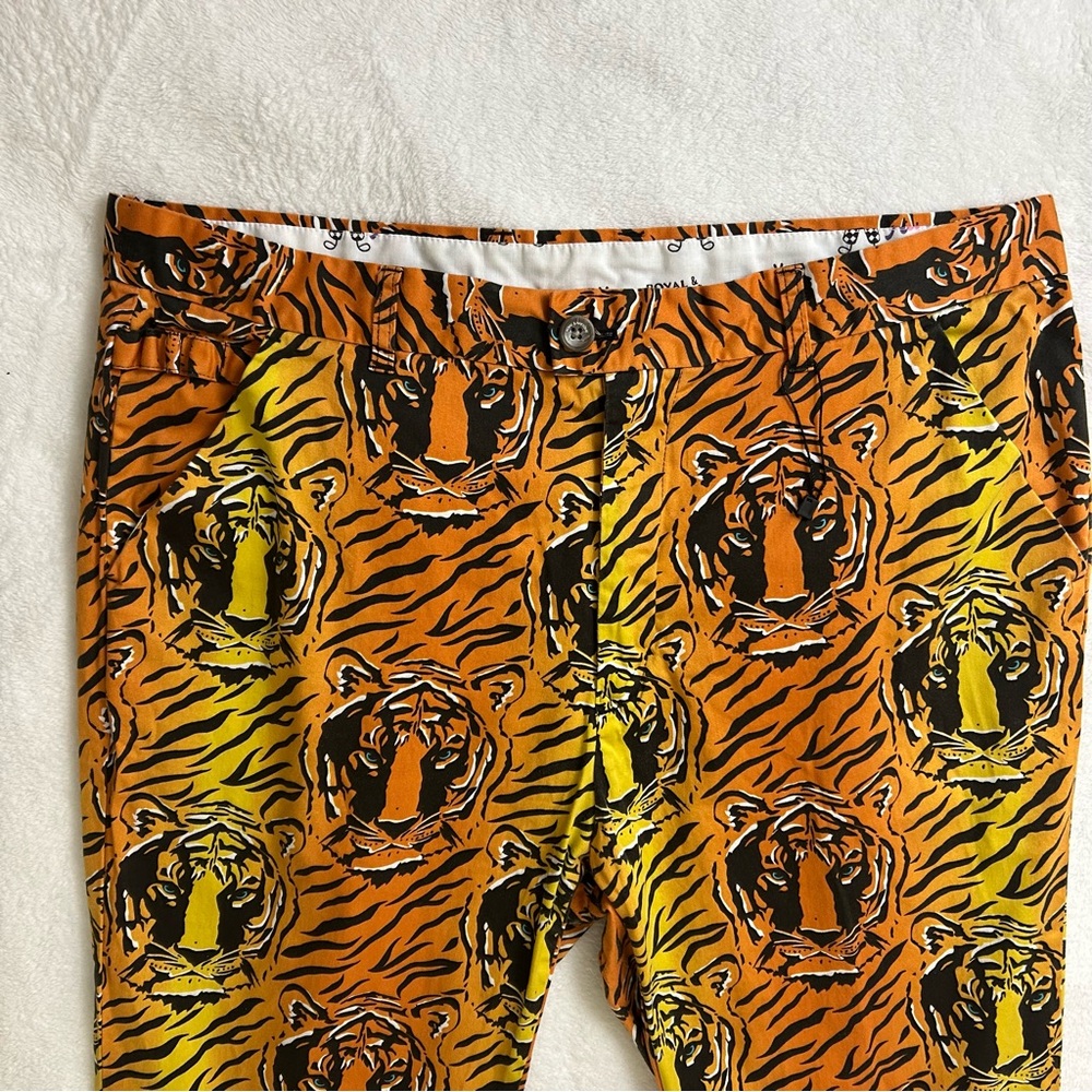 Royal & Awesome Mens Golf Pants Tiger Swing Orange 38x34